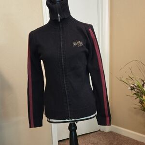 Harley Davidson Black and Red Zip-Up Sweater